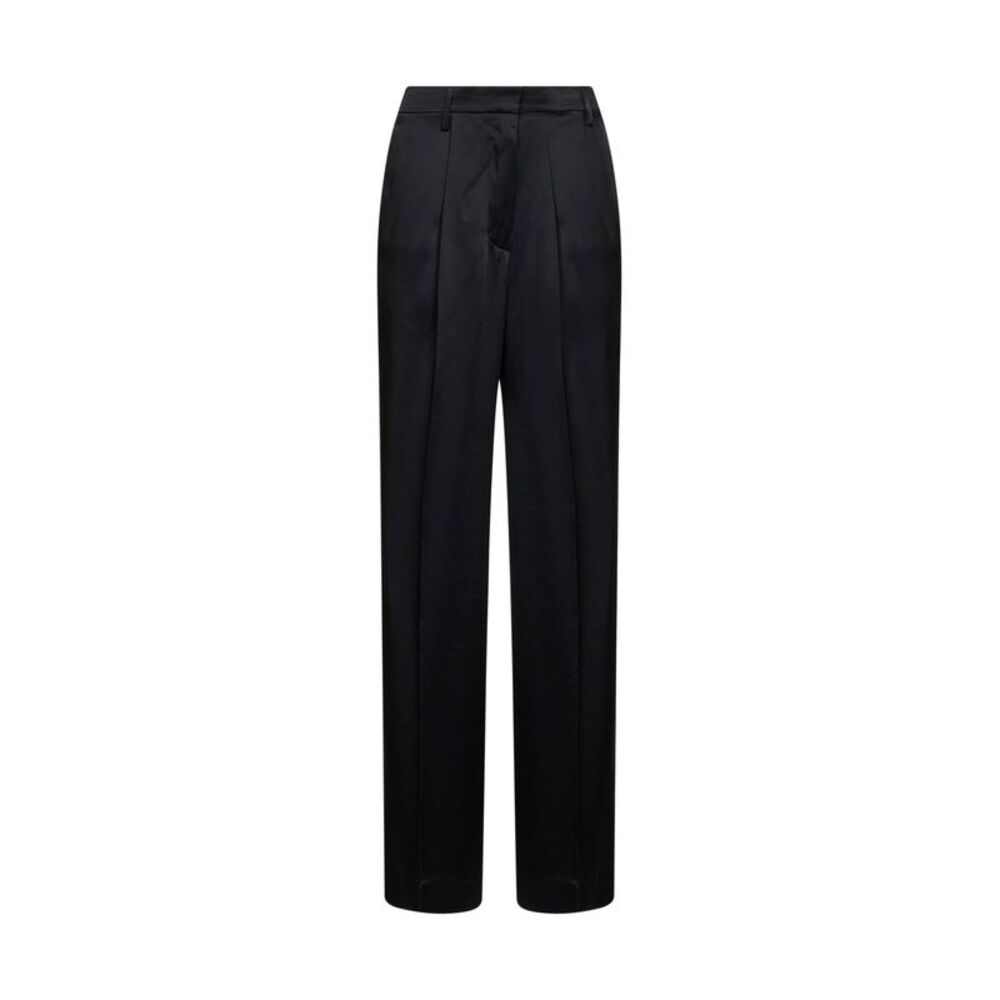 Dries Van Noten Women Black Fluid Crepe Satin Portias Straight-Leg Trousers